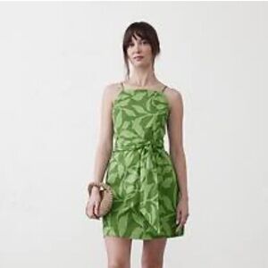 NWT Banana Republic Factory leaf print linen blend open back mini dress size 16